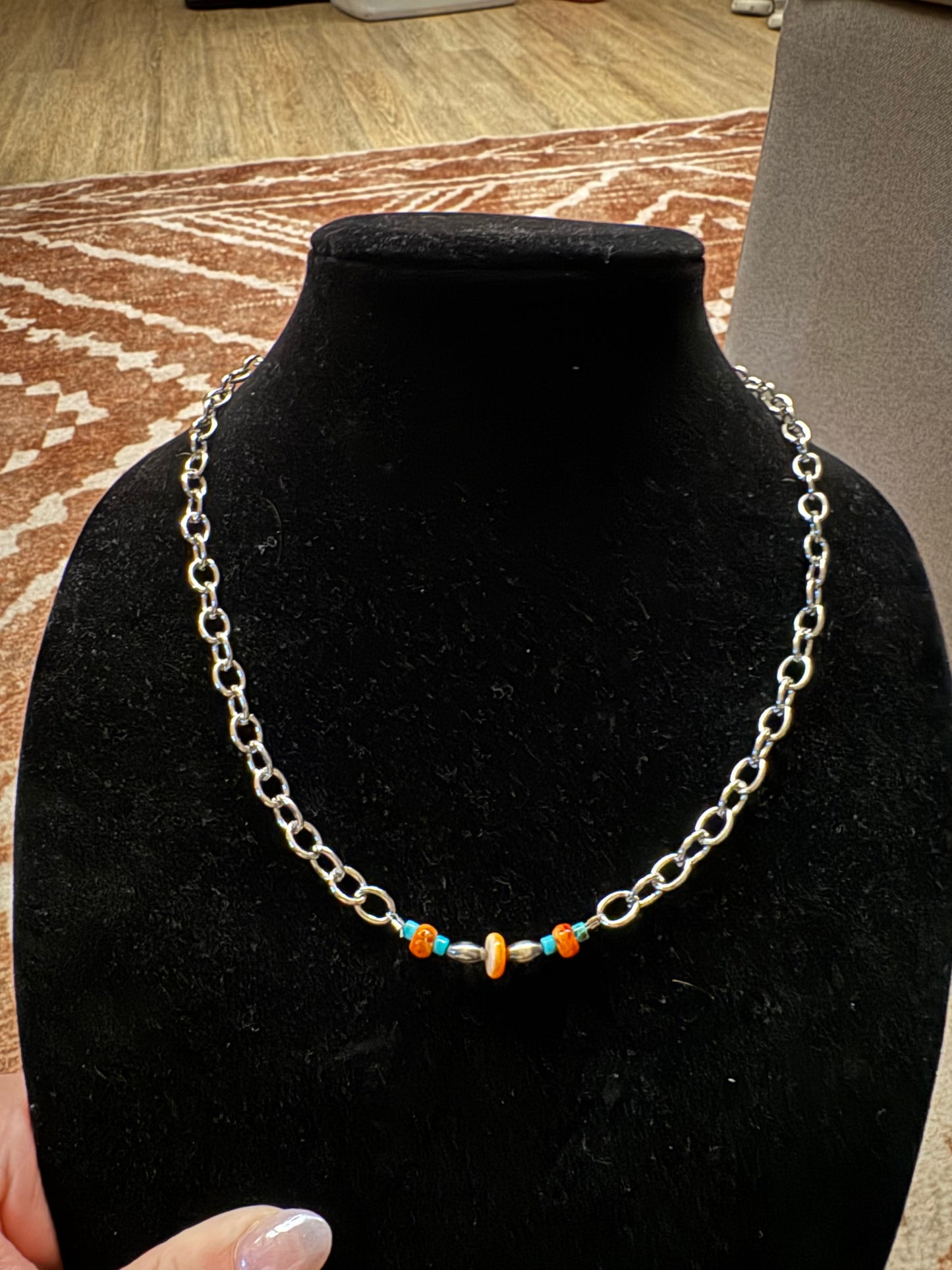 Orange Spiny Bar Necklace