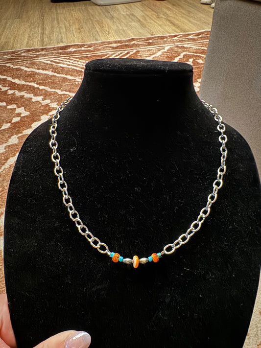 Orange Spiny Bar Necklace